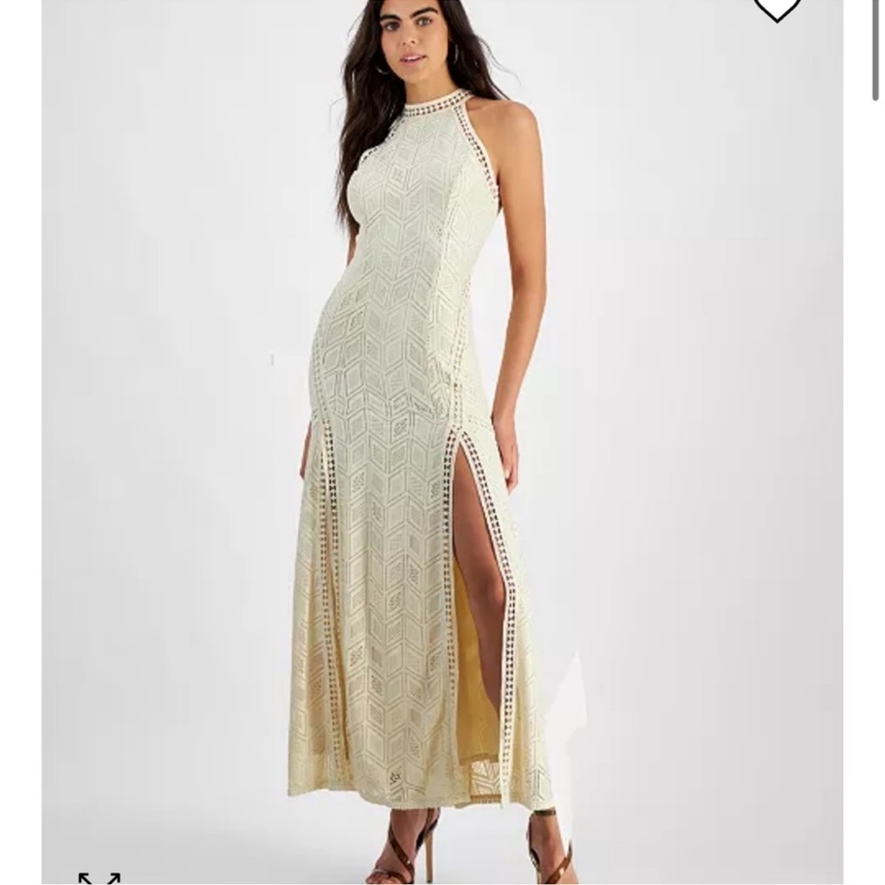 Guess Women's Sunset Geo-Lace Halter Maxi Dress
